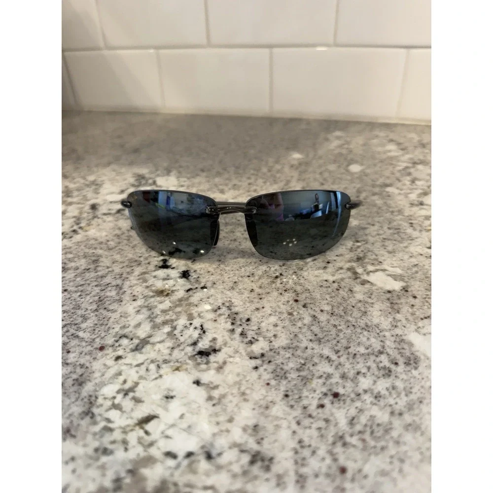 NEW Maui Jim Hookipa Gloss Black Polarized Sport Sunglasses MJ0407S-001 Rimless